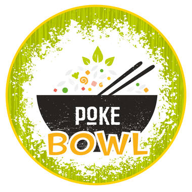 STICKERS 'POKE BOWL' 50mm  500st/rol